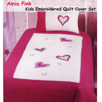 Amia Hearts Embroidered Quilt Cover Set Single Tristar Online