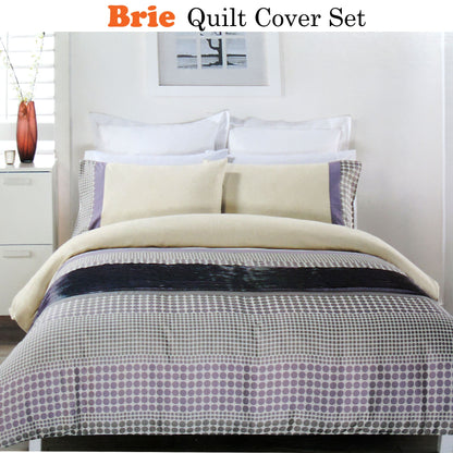 Brie Lilac Grey Quilt Cover Set QUEEN Tristar Online