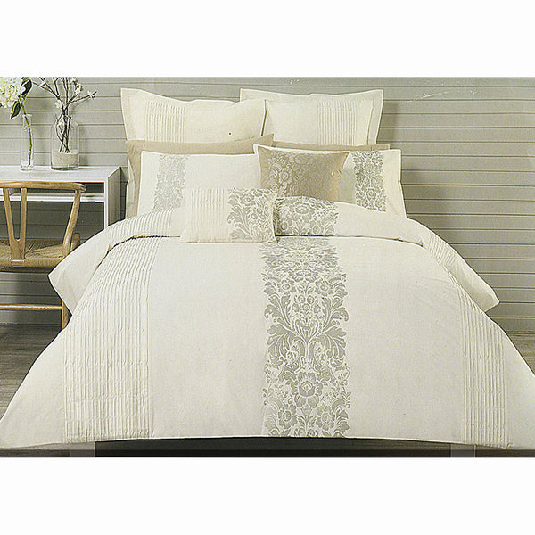 Catherine Cream Taupe Embroidery Quilt Cover Set QUEEN Tristar Online