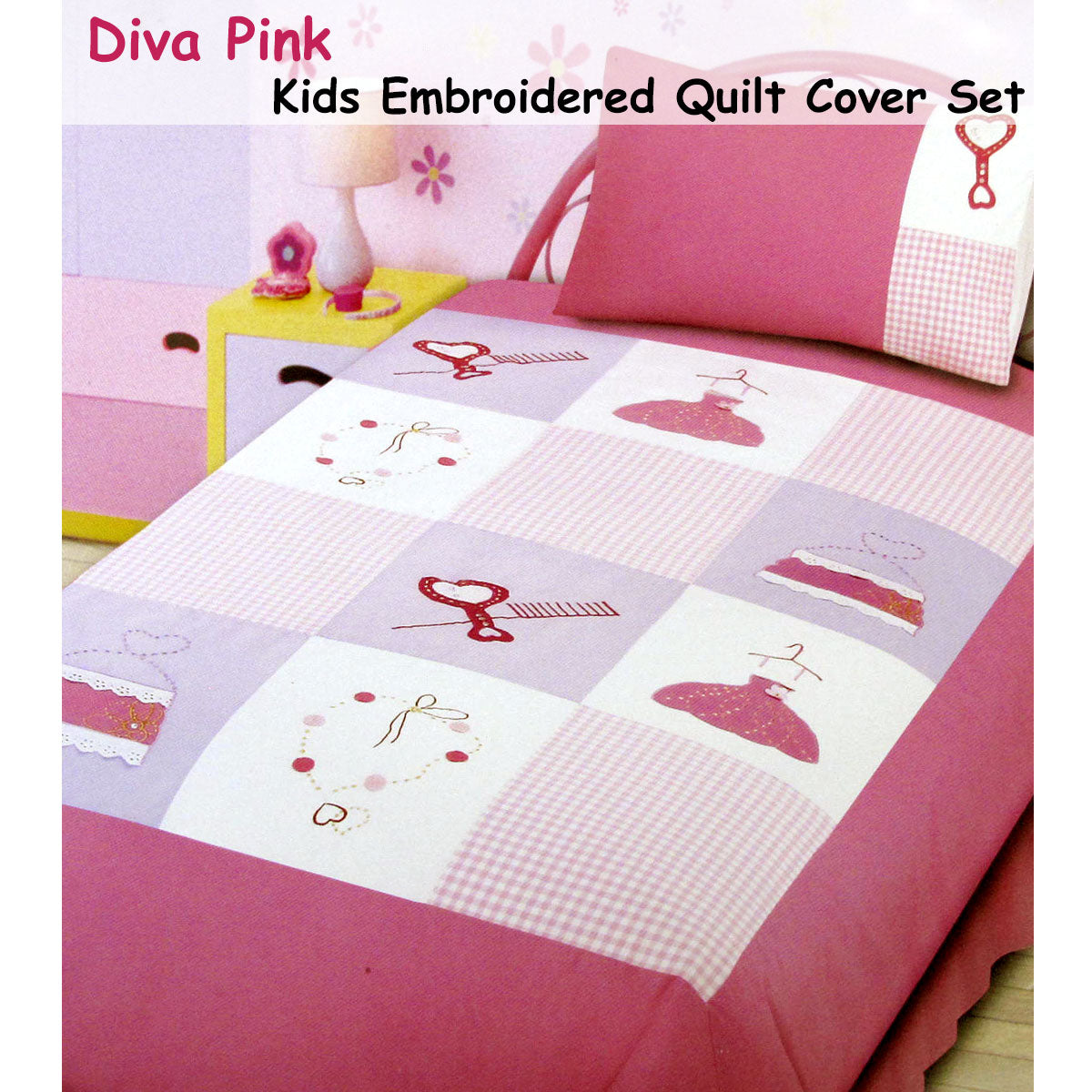Diva Girls Accessories Embroidered Quilt Cover Set Single Tristar Online