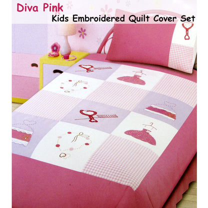 Diva Girls Accessories Embroidered Quilt Cover Set Single Tristar Online