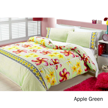 Floating Frangipani Quilt Cover Set Apple Green Single Tristar Online