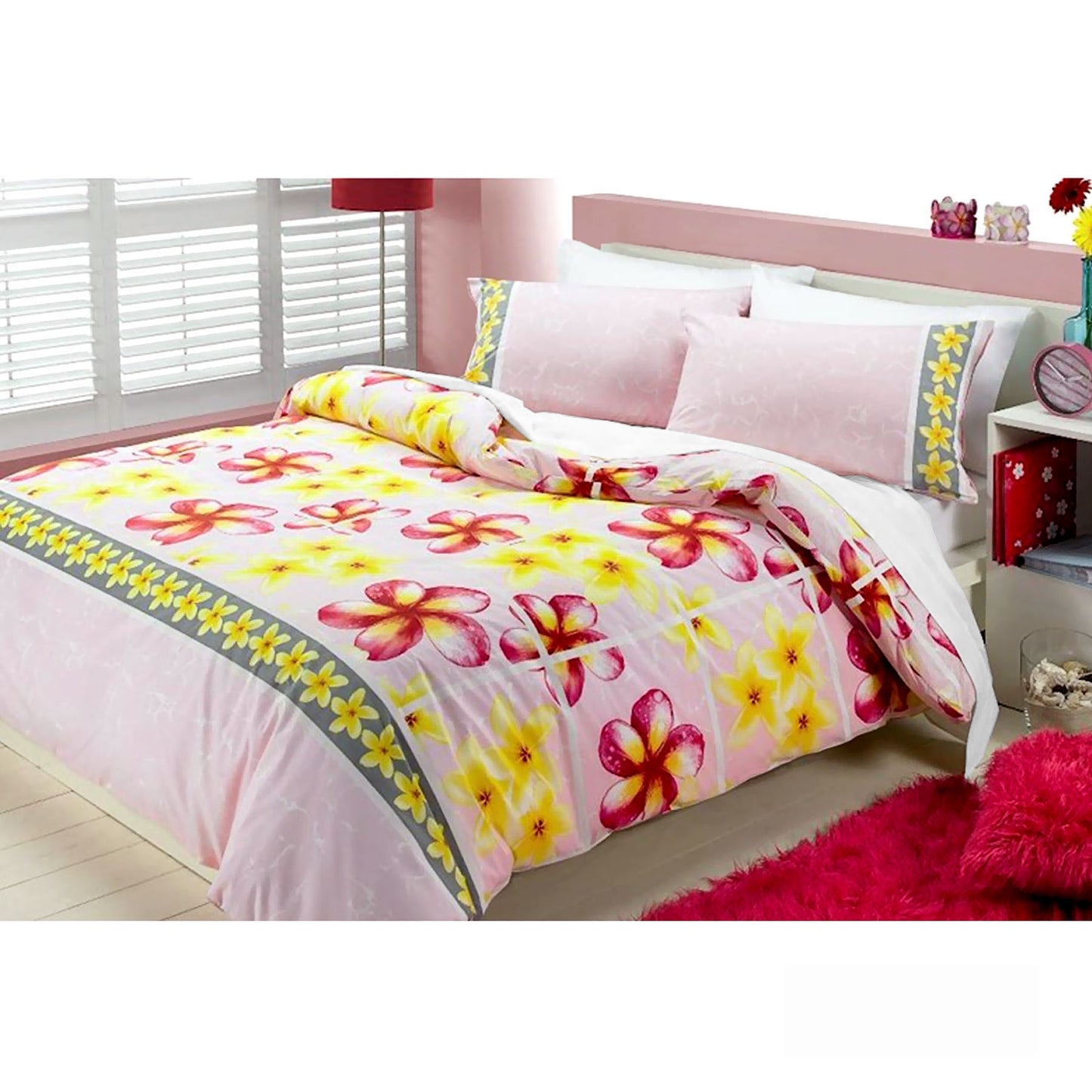 Floating Frangipani Quilt Cover Set Soft Pink Single Tristar Online