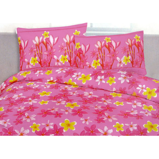 225TC Polyester Cotton Frangipani Jungle Pink Quilt Cover Set King Tristar Online