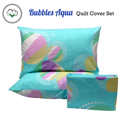 Pure Cotton Bubbles Aqua Quilt Cover Set Queen Tristar Online