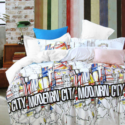 Modern City Natural Cotton Quilt Cover Set Single Tristar Online