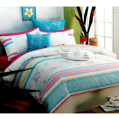 250TC Cotton Palila Yarn Dyed Aqua Quilt Cover Set Queen Tristar Online