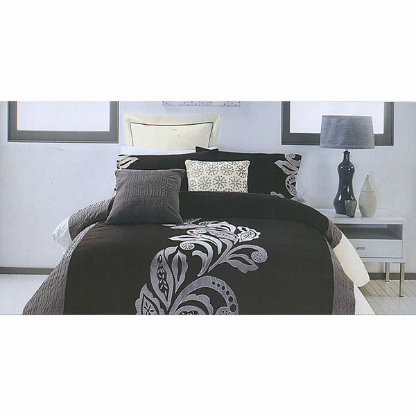 Pierre Black Grey Quilt Cover Set QUEEN Tristar Online