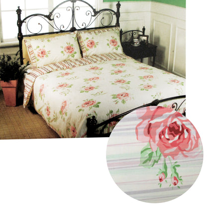 Cream Rosie Stripes Polyester Cotton Quilt Cover Set Queen Tristar Online