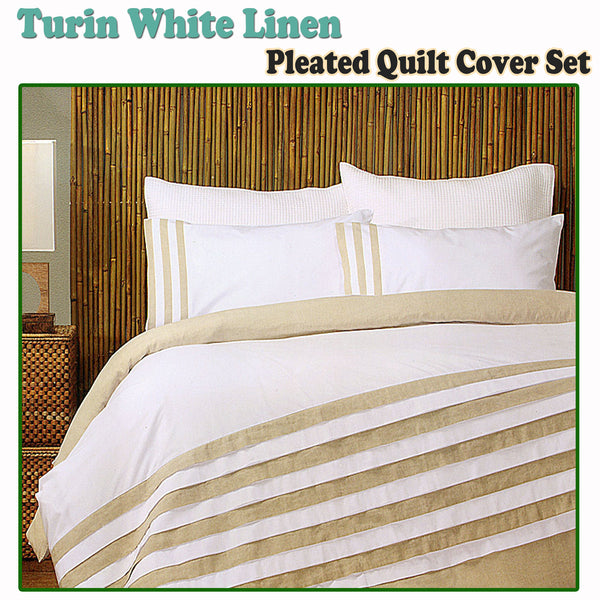 Turin White Linen Quilt Cover Set KING Tristar Online