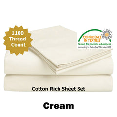 Accessorize 1100TC Cotton Rich Sheet Set Cream King Tristar Online