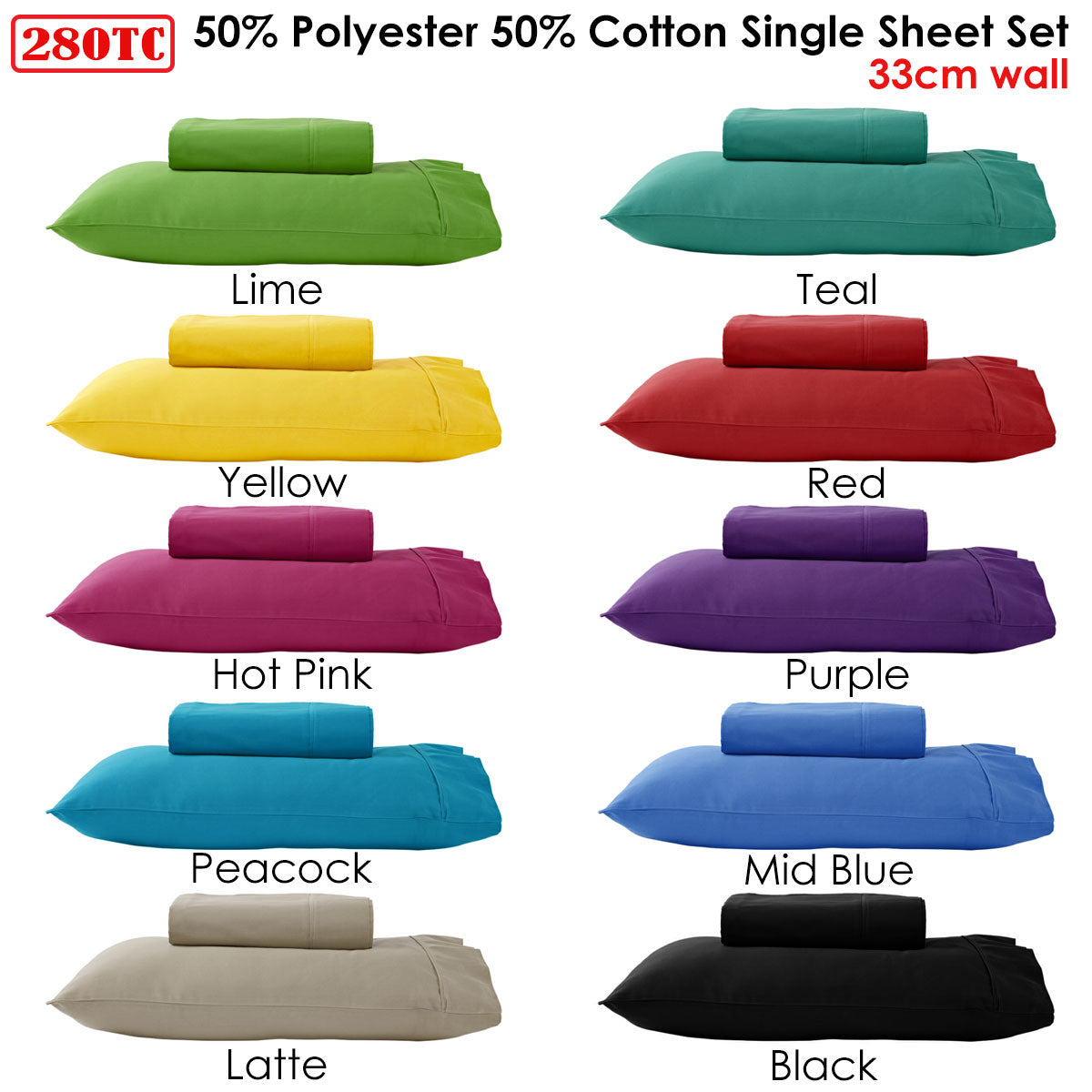 280TC 50% Polyester 50% Cotton Sheet Set Single Peacock Tristar Online