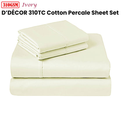 310TC Fusion Cotton Percale Sheet Set Ivory King Tristar Online