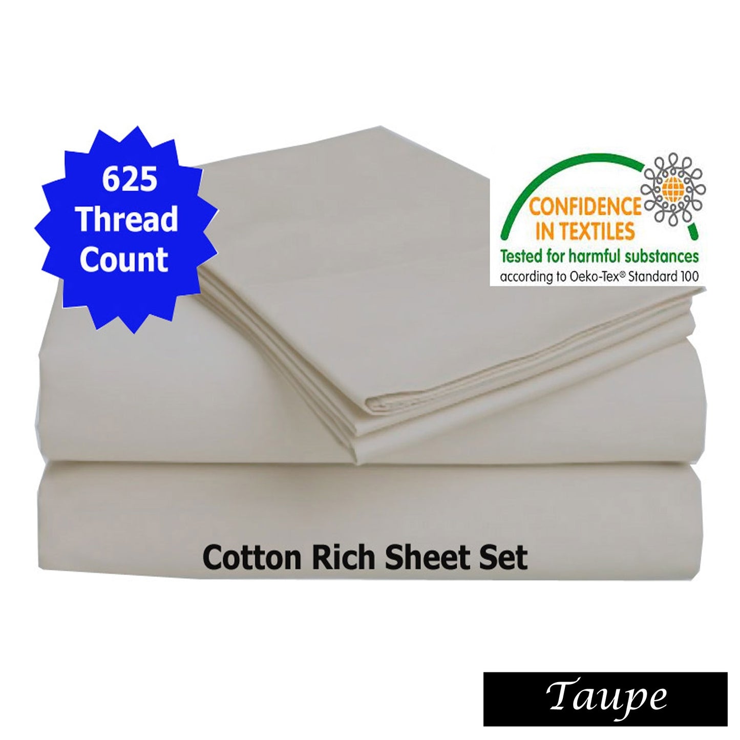 Accessorize 625TC Cotton Rich Sheet Set Taupe King Tristar Online