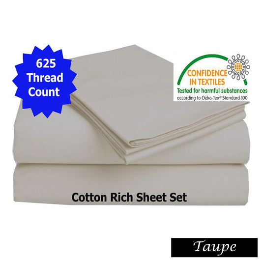 Accessorize 625TC Cotton Rich Sheet Set Taupe Queen Tristar Online