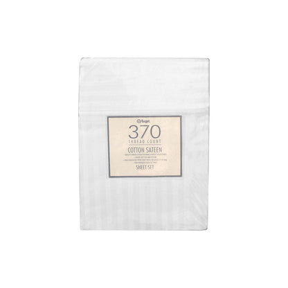 370TC White Self-striped Cotton Sateen Sheet Set King Tristar Online