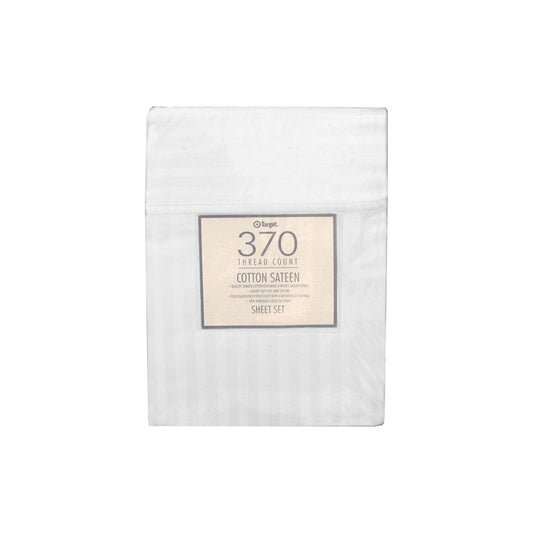 370TC White Self-striped Cotton Sateen Sheet Set King Tristar Online