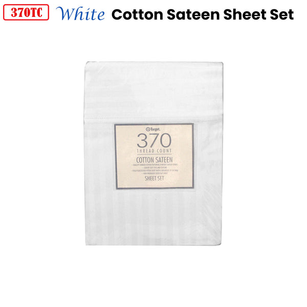 370TC White Self-striped Cotton Sateen Sheet Set King Tristar Online