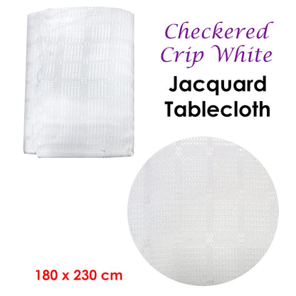 Checkered Crisp White Luxury Jacquard Tablecloth 180 x 230 cm Tristar Online