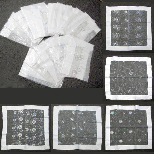 White Sequined Organza Glitter Table Cloth Topper 90 x 90 cm Tristar Online