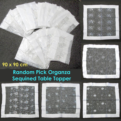 White Sequined Organza Glitter Table Cloth Topper 90 x 90 cm Tristar Online