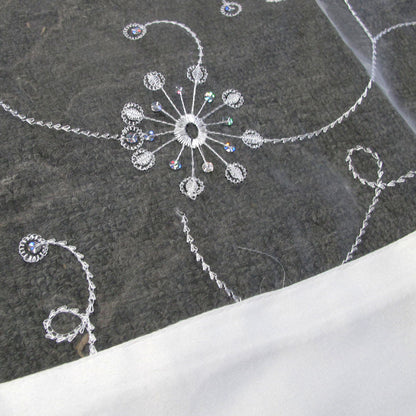 White Sequined Organza Glitter Table Cloth Topper 90 x 90 cm Tristar Online