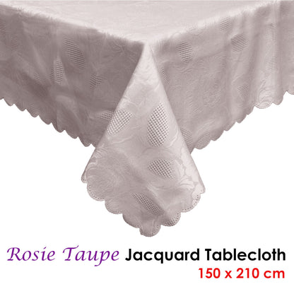 Rosie Taupe Luxury Jacquard Tablecloth 150 x 210 cm Tristar Online