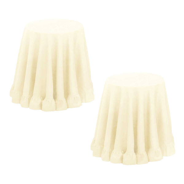 Set of 2 Round 180cm Ruffled Table Cloth Cream Tristar Online