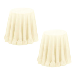 Set of 2 Round 180cm Ruffled Table Cloth Cream Tristar Online