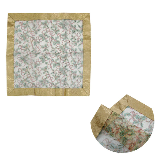 Christmas Gold Bows Sheer Organza Glitter Table Cloth Topper 90 x 90 cm Tristar Online