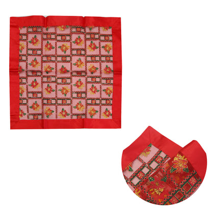 Christmas Red Festival Floral Sheer Organza Glitter Table Cloth Topper 90 x 90 cm Tristar Online