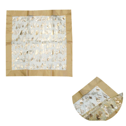 Christmas Gold Trees Sheer Organza Glitter Table Cloth Topper 90 x 90 cm Tristar Online