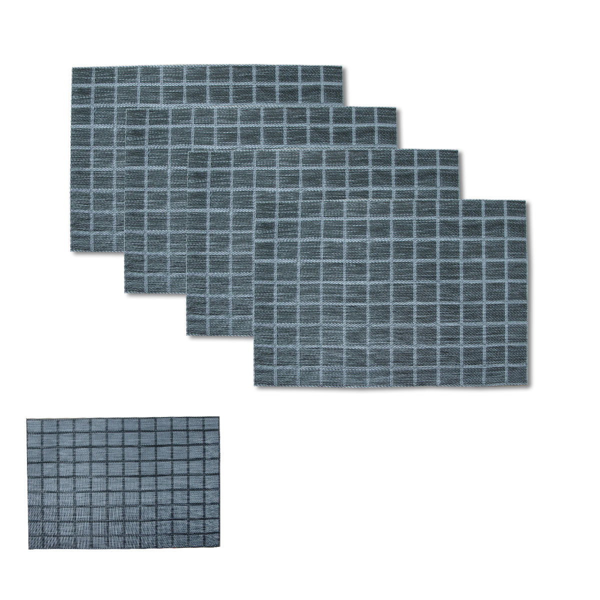 Choice Set of 4 Reversible PVC Table Placemats Checkered Grey Tristar Online