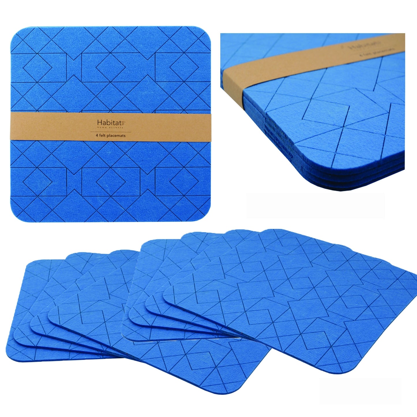 Set of 8 Felt Placemats Cobalt Blue Tristar Online