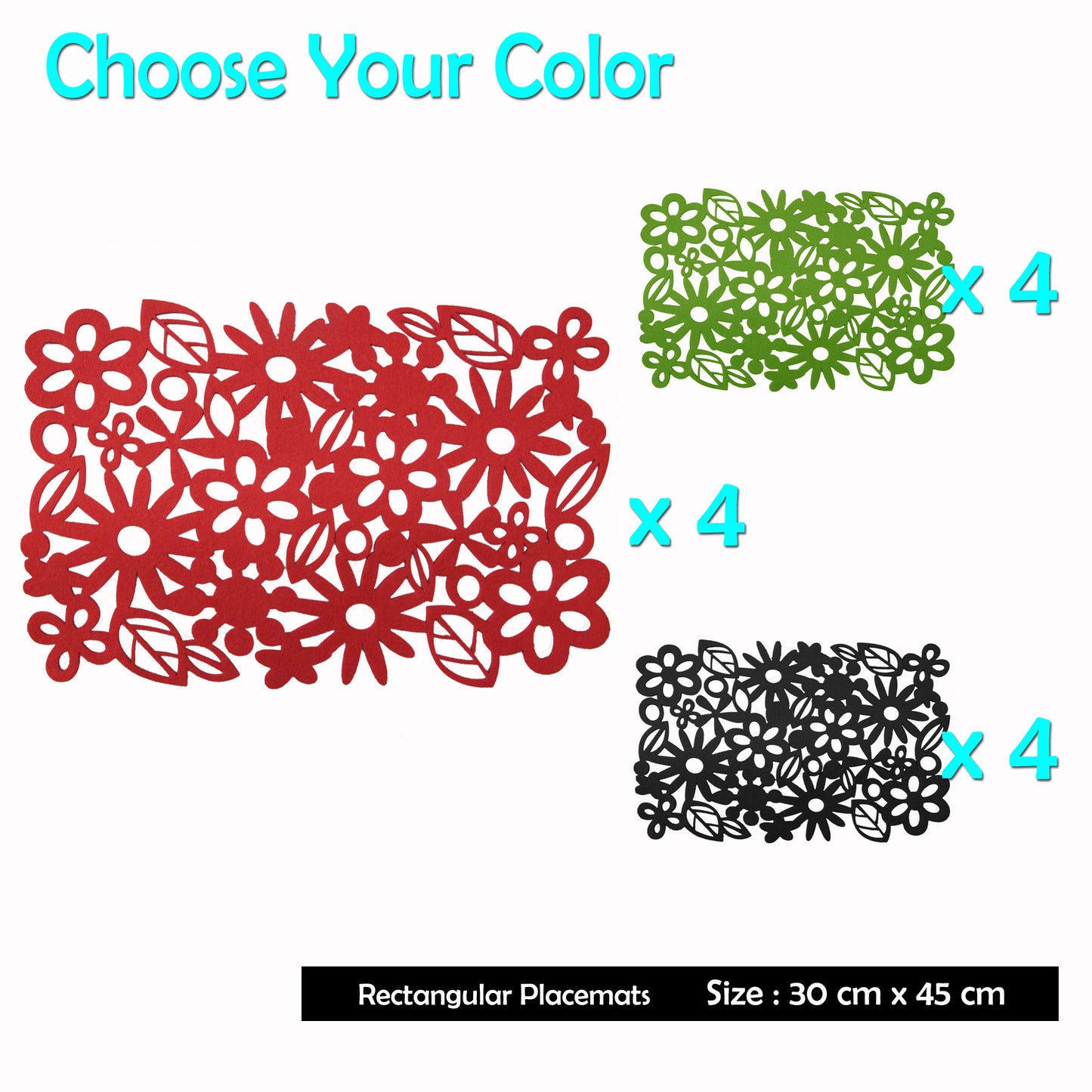 Choice Set of 4 Felt Rectangular Table Placemats Red Tristar Online