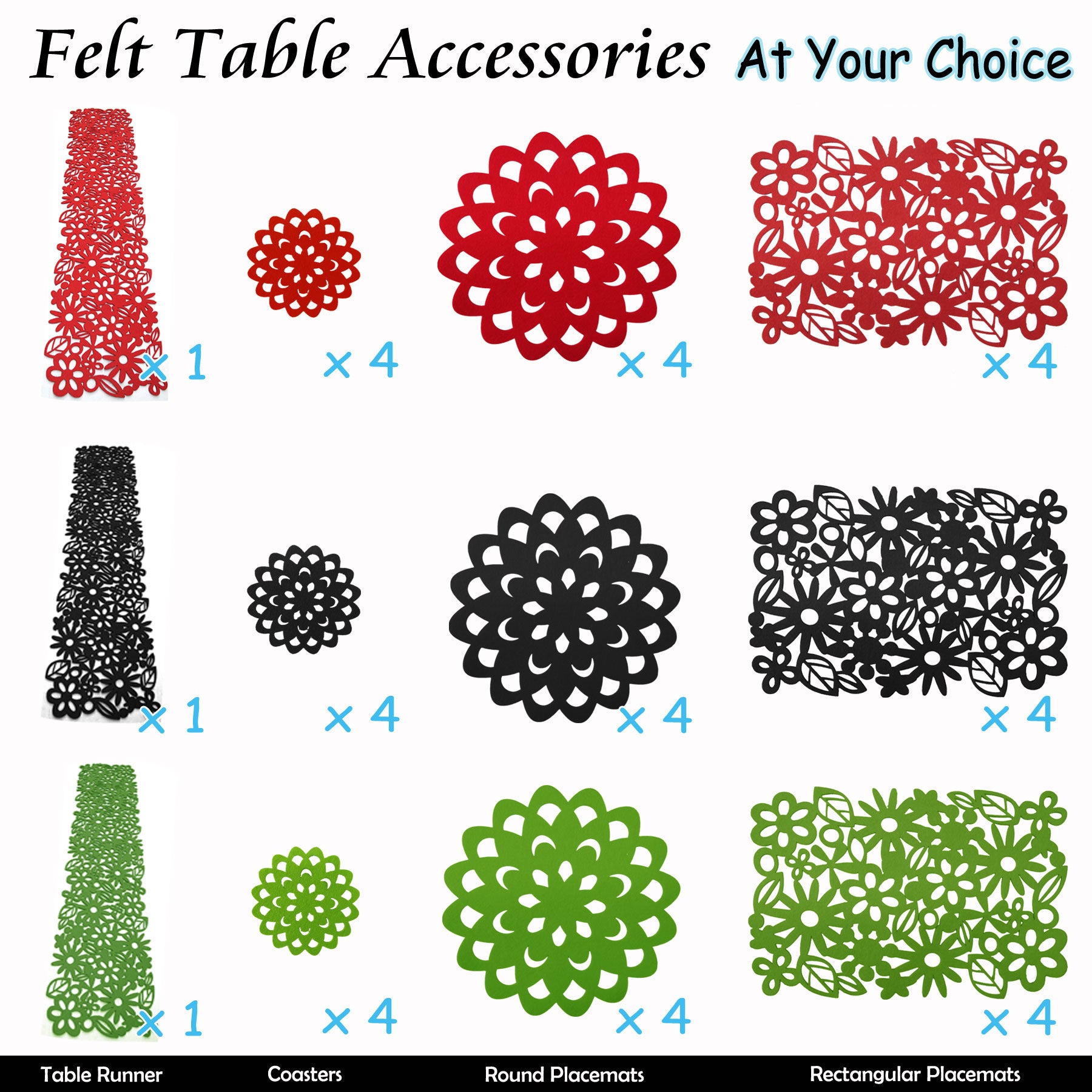 Choice Set of 4 Felt Round Table Coasters Green Tristar Online