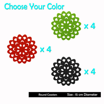 Choice Set of 4 Felt Round Table Coasters Red Tristar Online