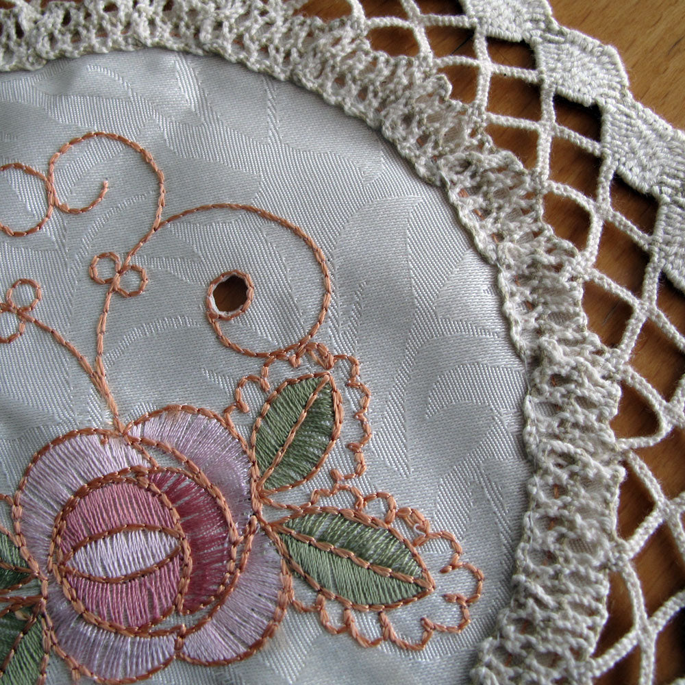 Set of 2 Embroidered Doilies Floral 10 Tristar Online
