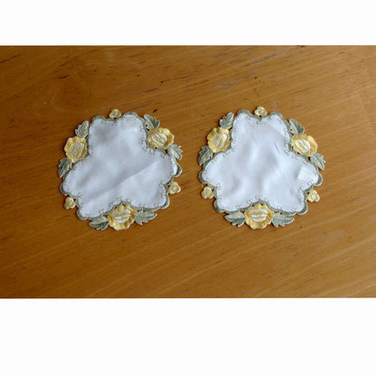 Set of 2 Embroidered Doilies Floral 11 Tristar Online