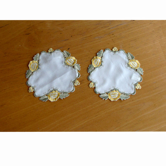 Set of 2 Embroidered Doilies Floral 11 Tristar Online