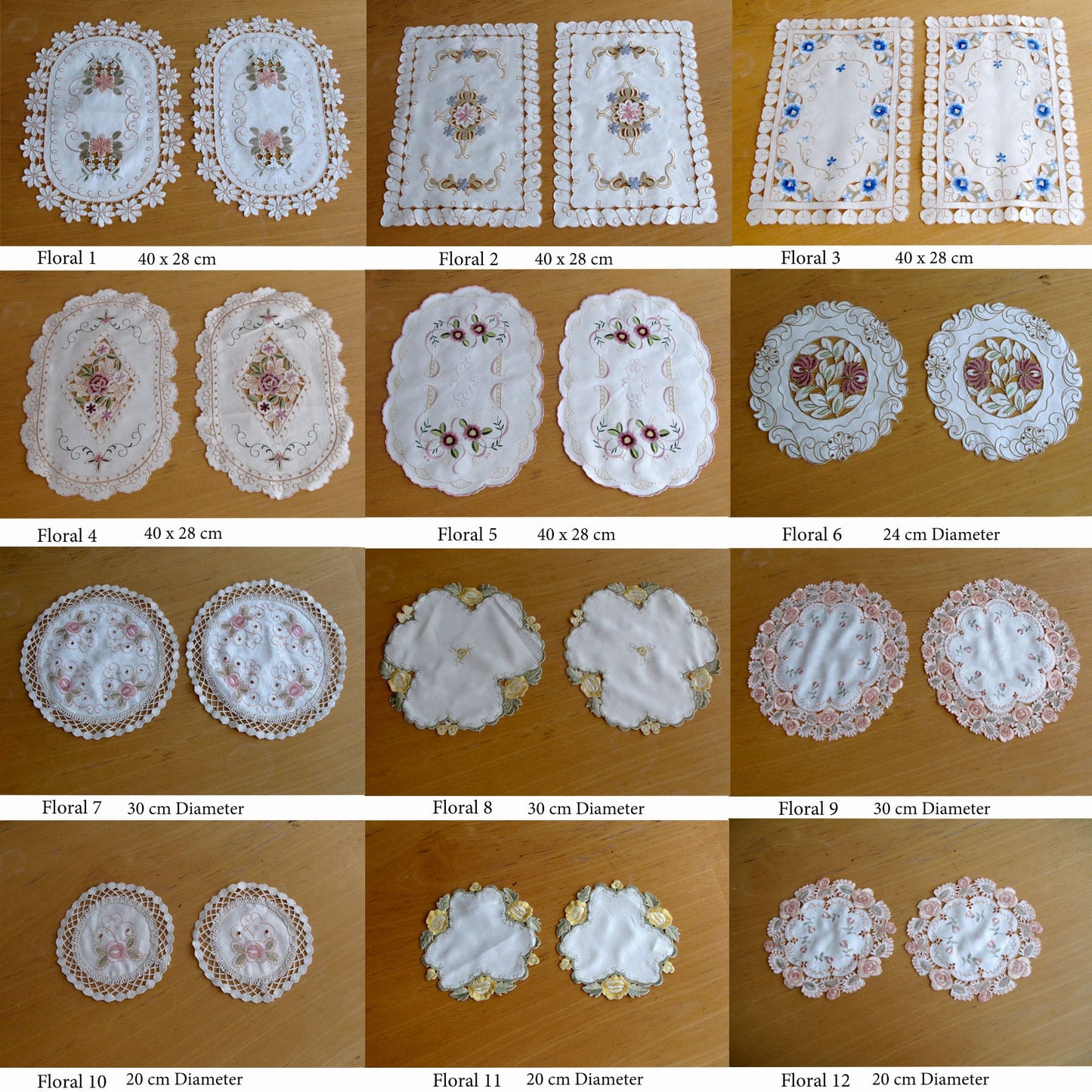 Set of 2 Embroidered Doilies Floral 11 Tristar Online