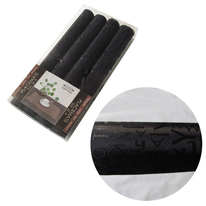 Set of 4 Jacquard Satin Letters Table Placemats Black 30 x 45cm Tristar Online