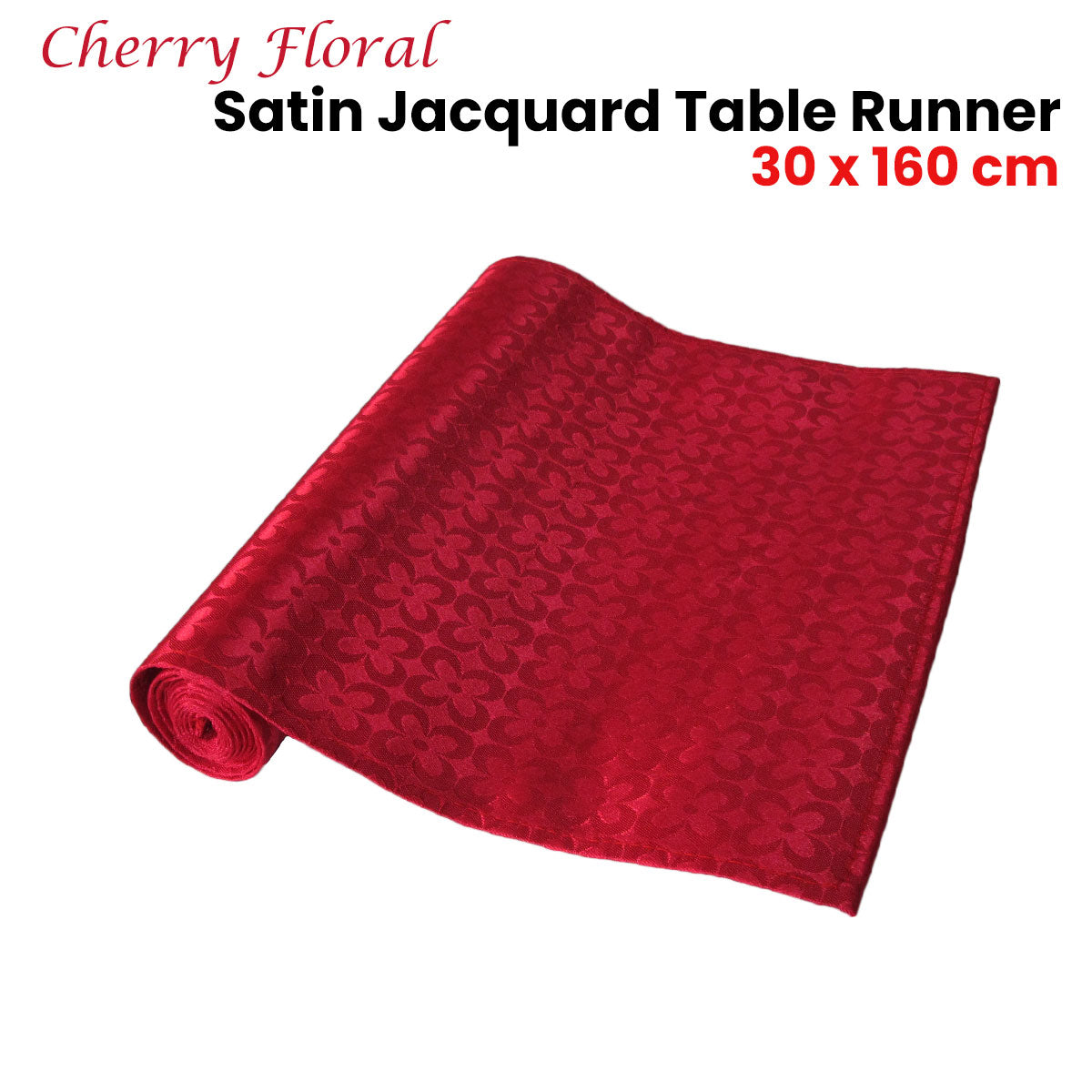 Cherry Floral Satin Jacquard Table Runner 30 x 160cm Tristar Online
