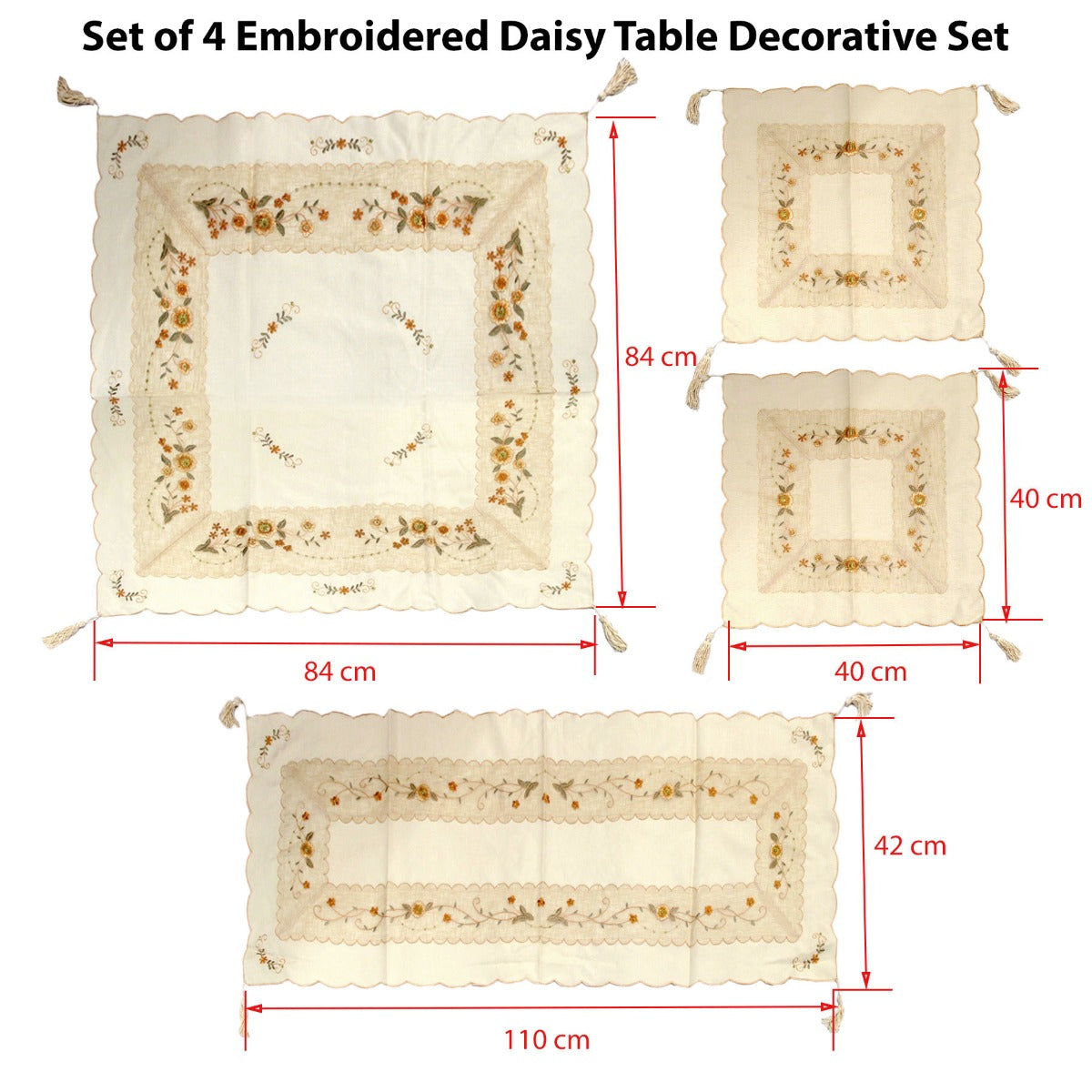 Set of 4 Embroidered Daisy Table Decorative Set Tristar Online