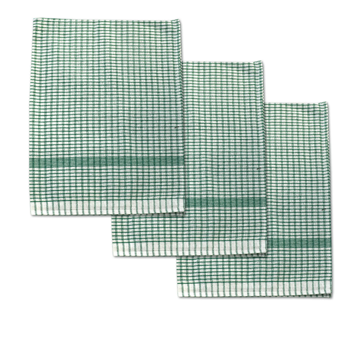 Set of 3 Jumbo Cotton Checkered Tea Towels 60 x 90 cm Green Tristar Online