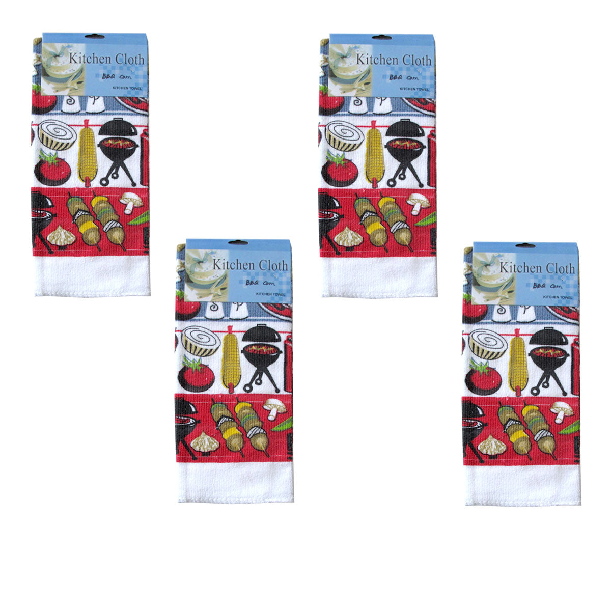 Set of 4 Microfibre Printed Tea Towels BBQ Corn Tristar Online