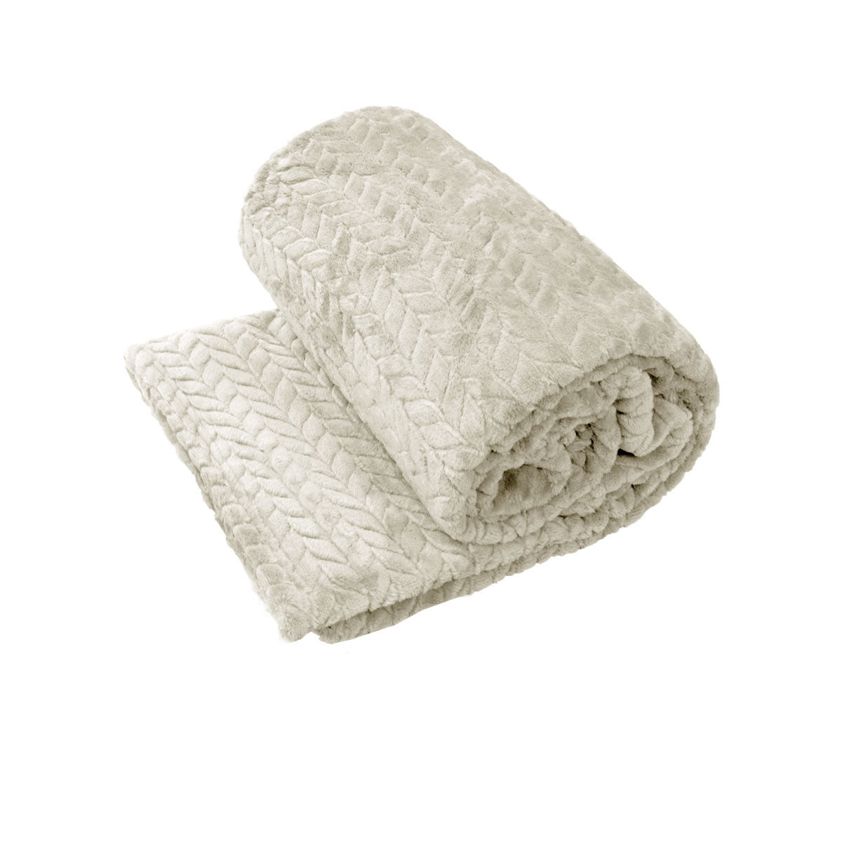 Herringbone Coral Fleece Blanket Throw Rug 150x200 cm Oyester Tristar Online