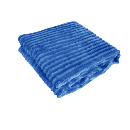 240GSM Corduroy Striped Throw Rug Blue Tristar Online