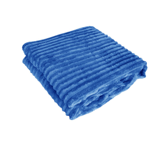 240GSM Corduroy Striped Throw Rug Blue Tristar Online