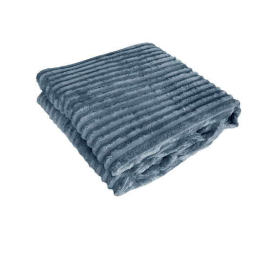 240GSM Corduroy Striped Throw Rug Charcoal Tristar Online